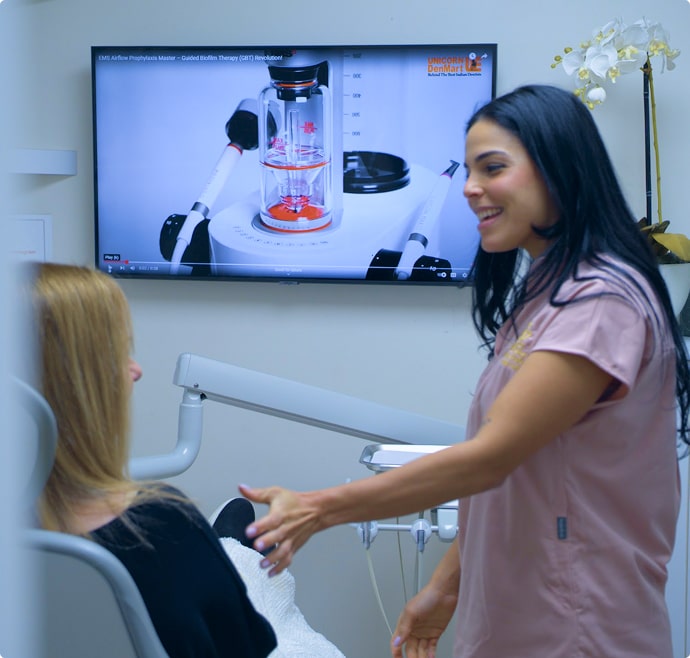 A photo of our team member talking to our client