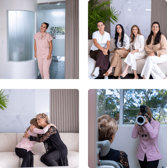 A collage with photos of our amazing team